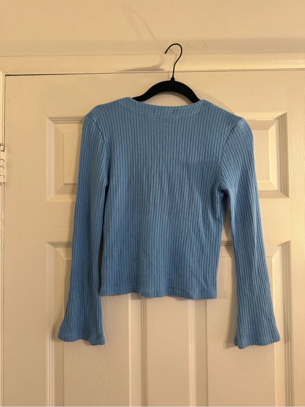 Reformation Light Blue Ribbed V-Neck Button Front Top - Picture 5 of 9